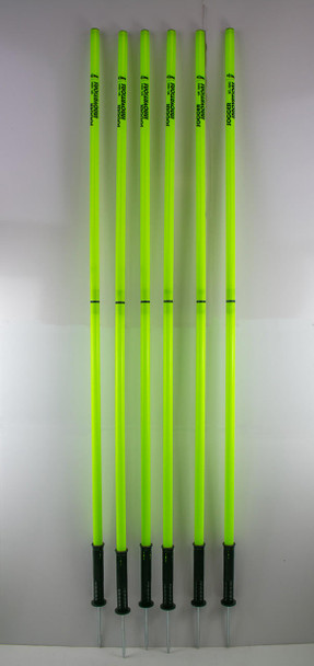 neon green agility poles for grass and turf with spike