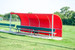 Bench shade cover for soccer - red MVP Team Shelter with zip off sides.